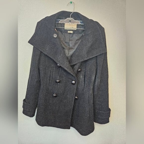 Aritzia Wilfred Women's Wool Cashmere Pea Coat. XS Black Double Breasted - Picture 2 of 11